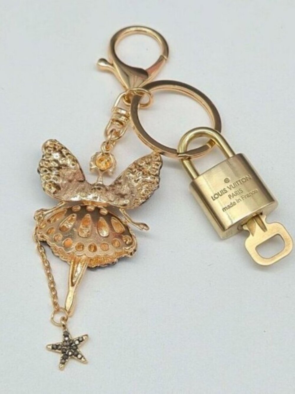 Louis Vuitton Gold Lock 🔒 Authentic LV Key + Unbranded Fairy Bag Charm - Picture 4 of 9